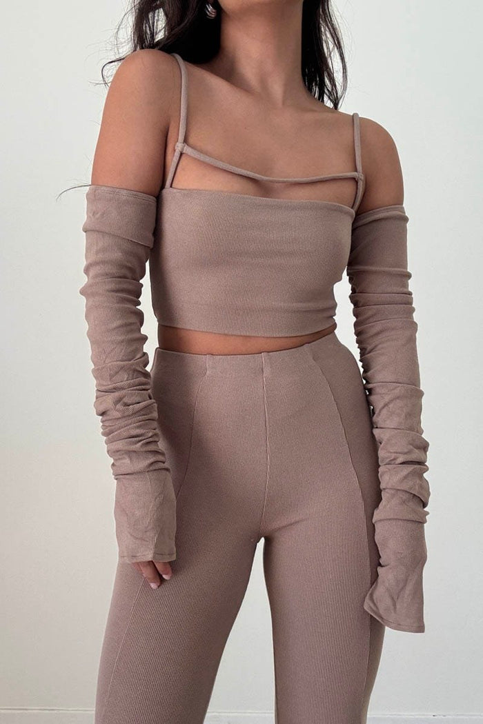 Ruched Front Detail Long Sleeve Crop Top