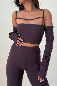 Ruched Front Detail Long Sleeve Crop Top