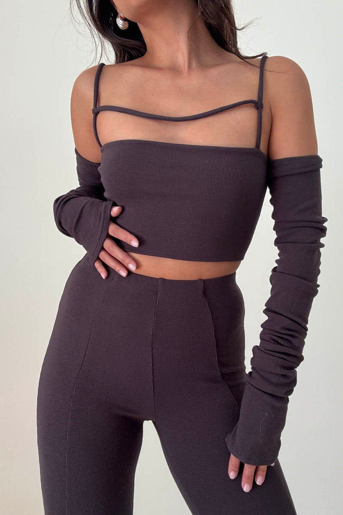 Ruched Front Detail Long Sleeve Crop Top