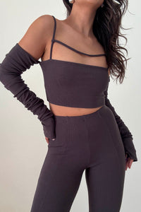 Ruched Front Detail Long Sleeve Crop Top