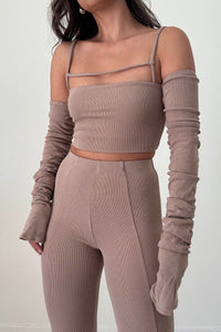 Ruched Front Detail Long Sleeve Crop Top