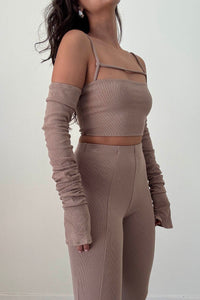 Ruched Front Detail Long Sleeve Crop Top