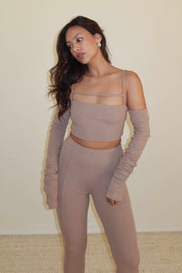 Ruched Front Detail Long Sleeve Crop Top