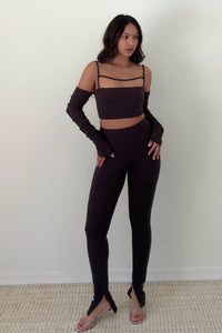Ribbed Slit Hem Leggings