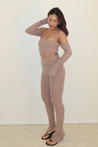 Ribbed Slit Hem Leggings
