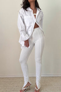 Ribbed Slit Hem Leggings
