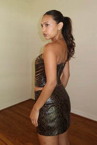 Snake Print Boned Corset Bustier Top