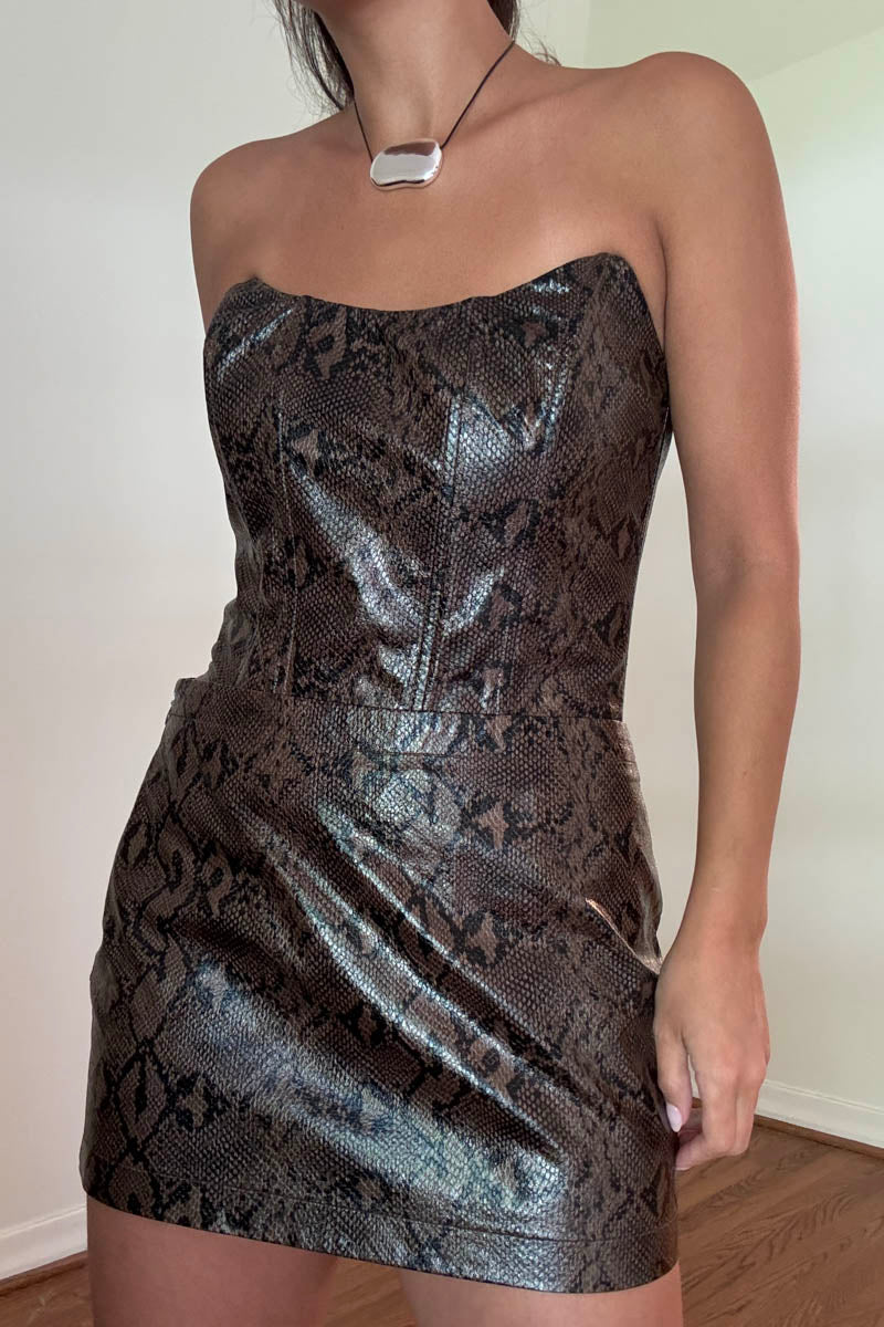 Snake Print Boned Corset Bustier Top