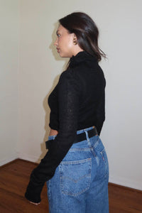 High Neck Ribbed Knit Crop Top