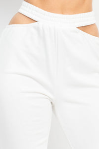 Waist Cut Out Elastic Jogger Pants