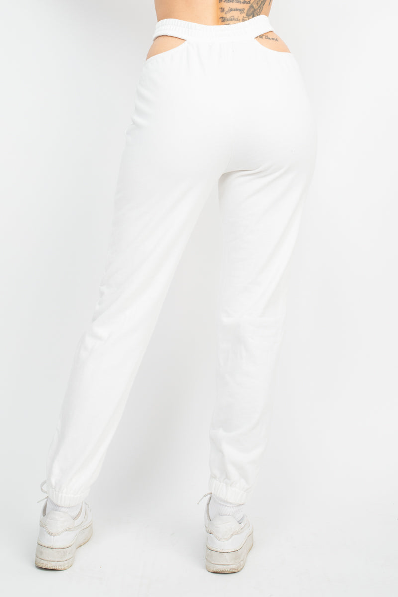 Waist Cut Out Elastic Jogger Pants