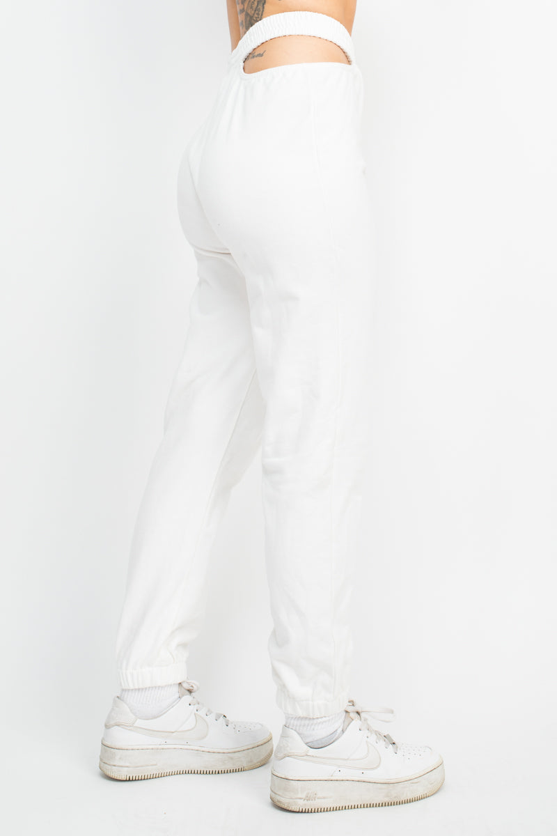 Waist Cut Out Elastic Jogger Pants