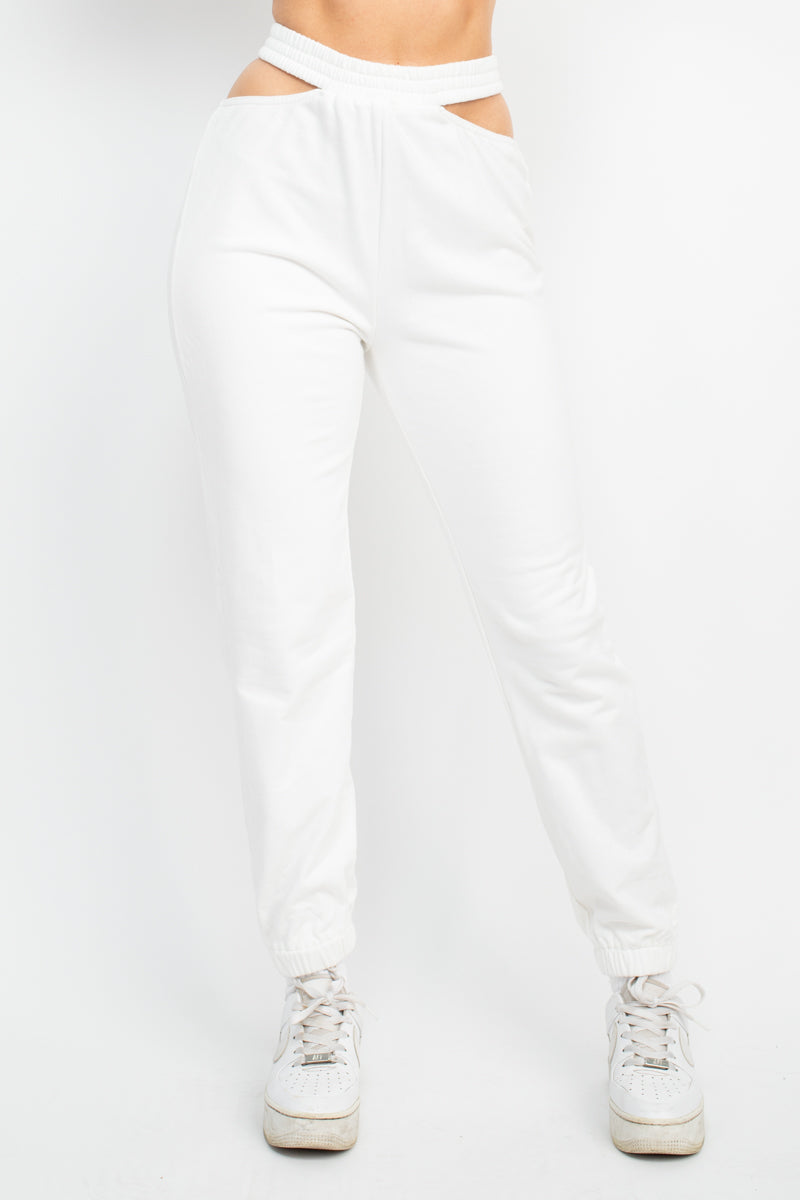 Waist Cut Out Elastic Jogger Pants