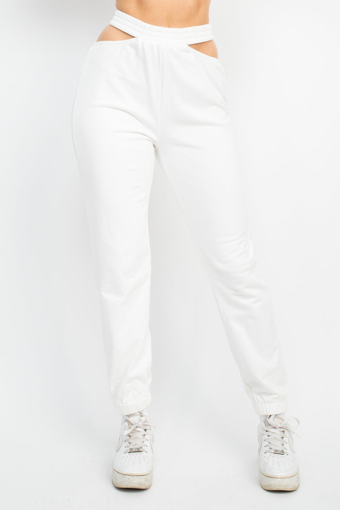 Waist Cut Out Elastic Jogger Pants