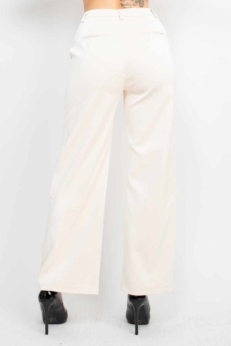 Faux Leather Croc Wide Leg Pants