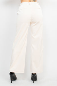 Faux Leather Croc Wide Leg Pants