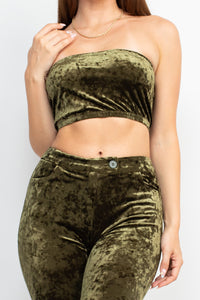 Velvet Strapless Bandeau Zip Top