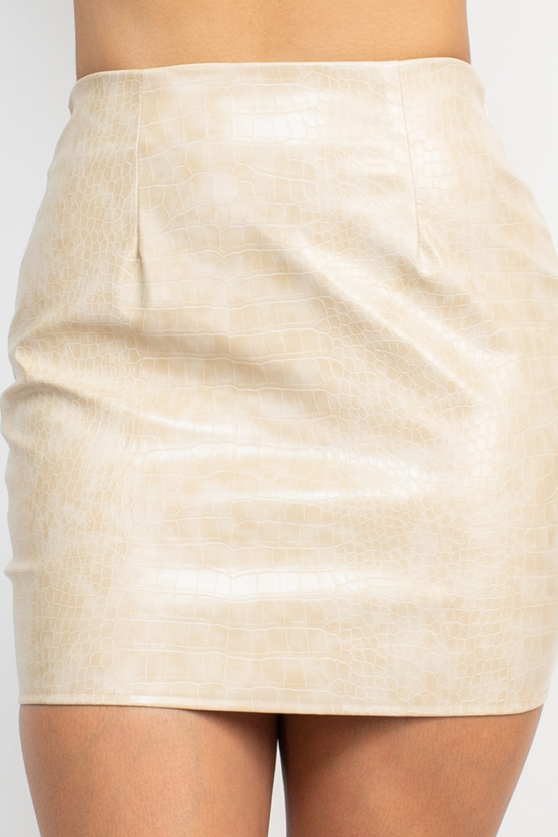 Croc PU A-Line Mini Skirt