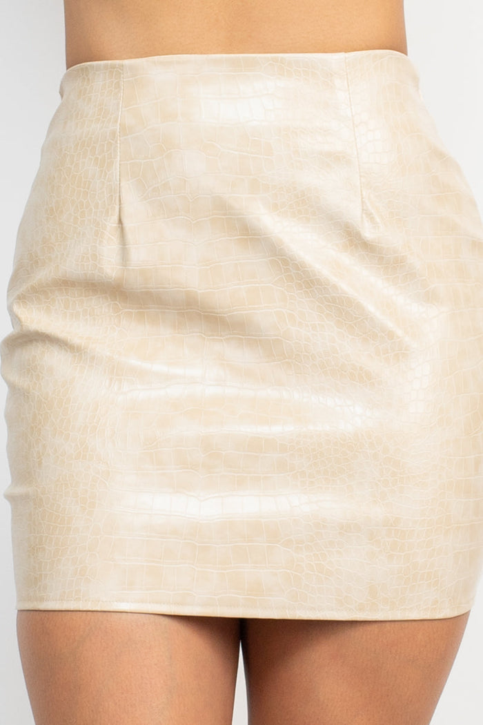 Croc PU A-Line Mini Skirt