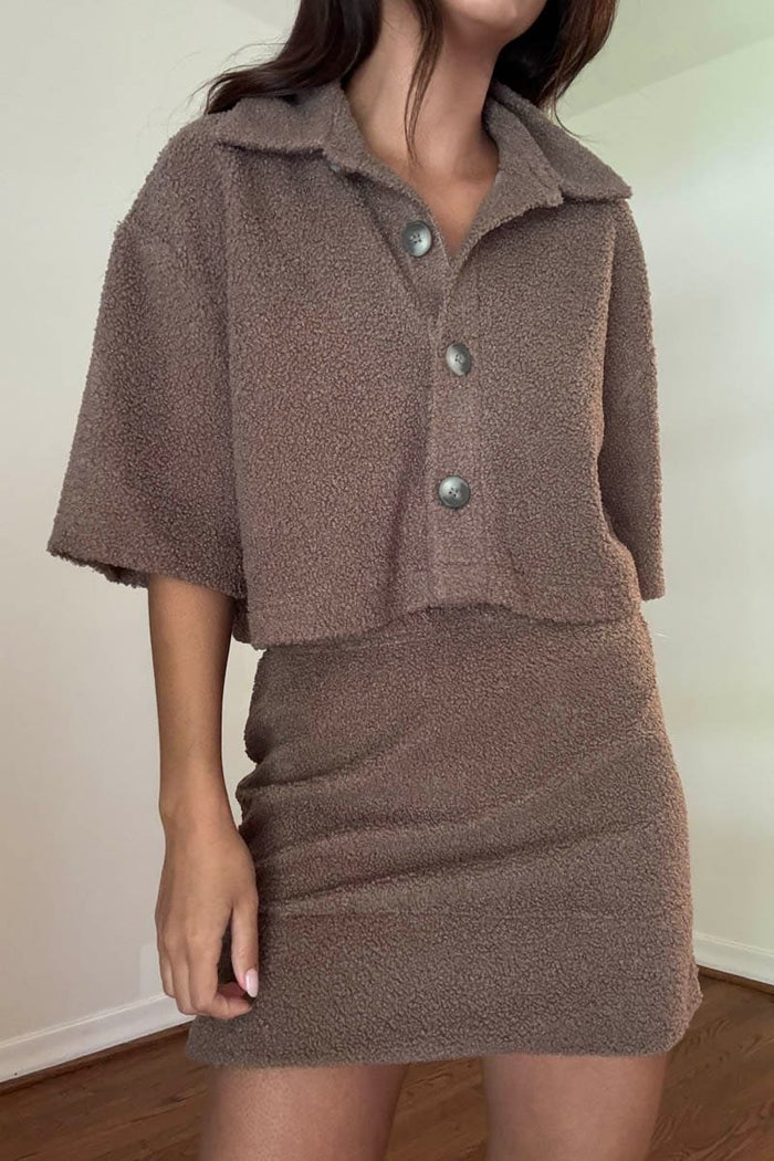 Fleece Shirt And Mini Skirt Set