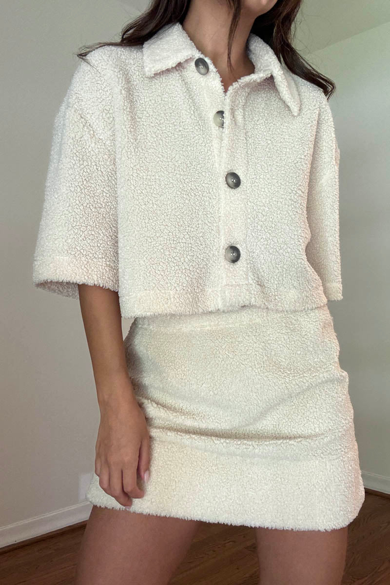Fleece Shirt And Mini Skirt Set