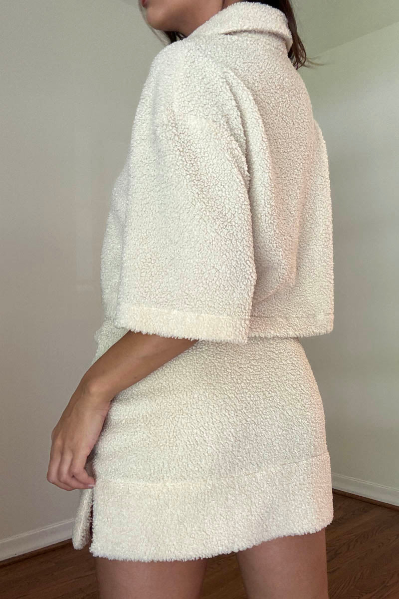 Fleece Shirt And Mini Skirt Set