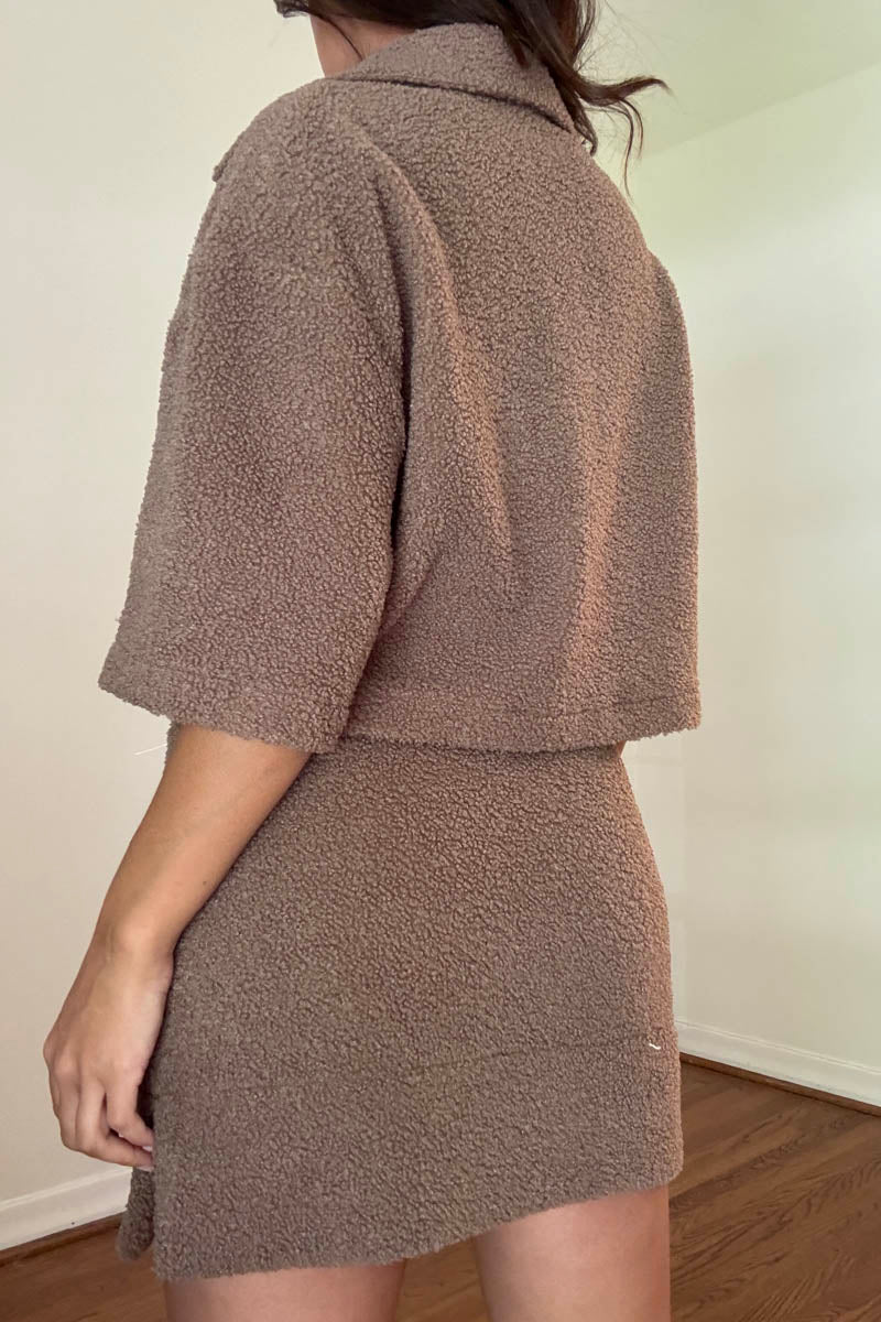 Fleece Shirt And Mini Skirt Set