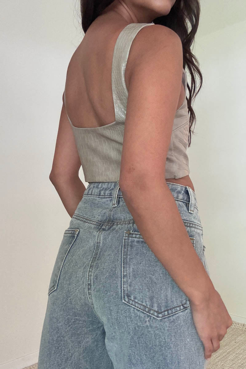 Lace-Up Square Neck Crop Top