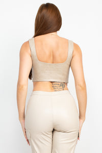 Lace-Up Square Neck Crop Top