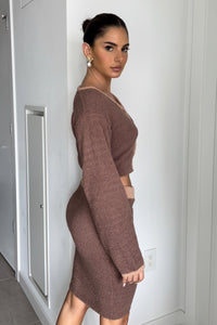 Crop V-Neck Top Mini Skirt Set