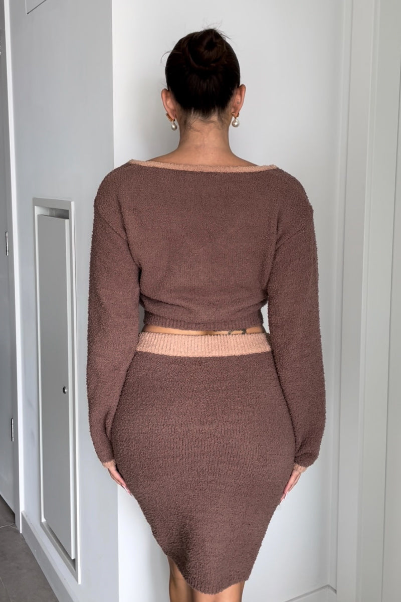 Crop V-Neck Top Mini Skirt Set