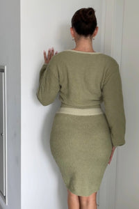 Crop V-Neck Top Mini Skirt Set