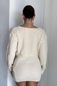 Oversized Crop Knit Top And Twisted Mini Skirt Set