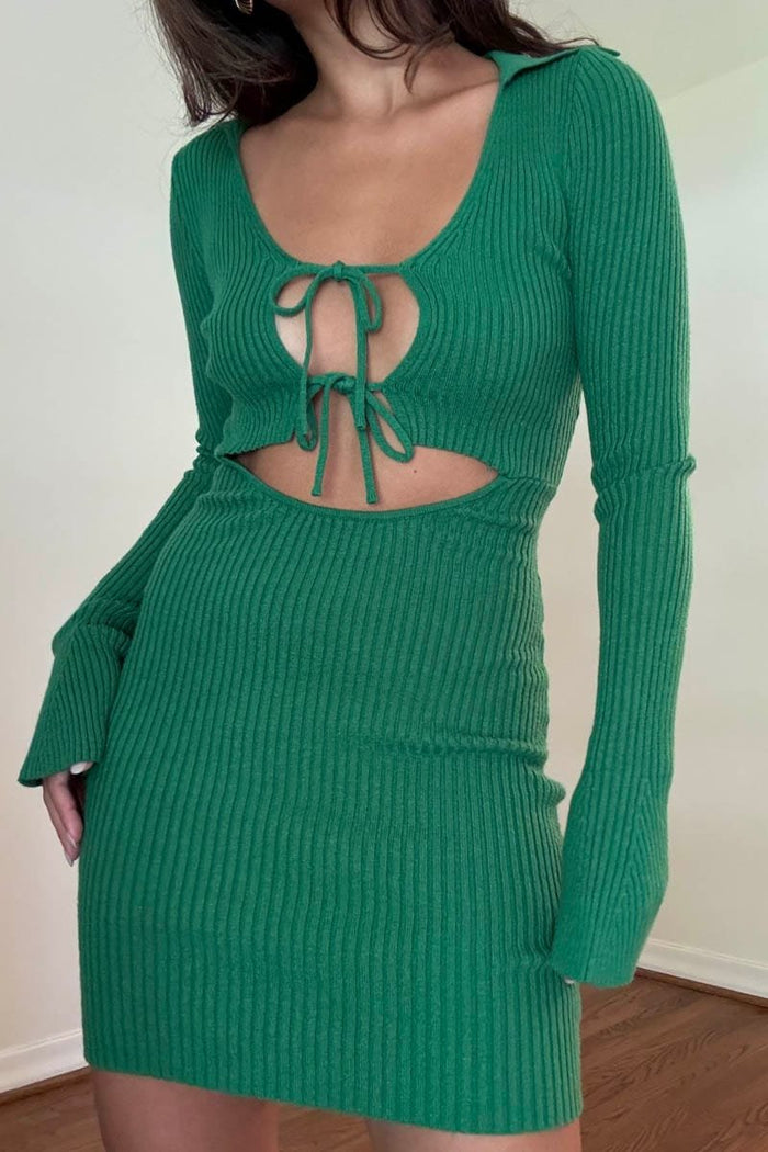 Ribbed Knit Cutout Mini Dress