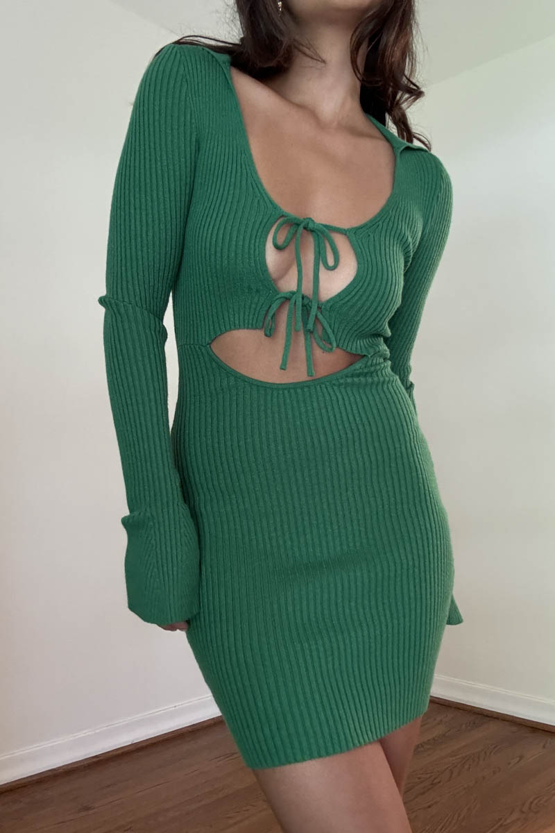 Ribbed Knit Cutout Mini Dress