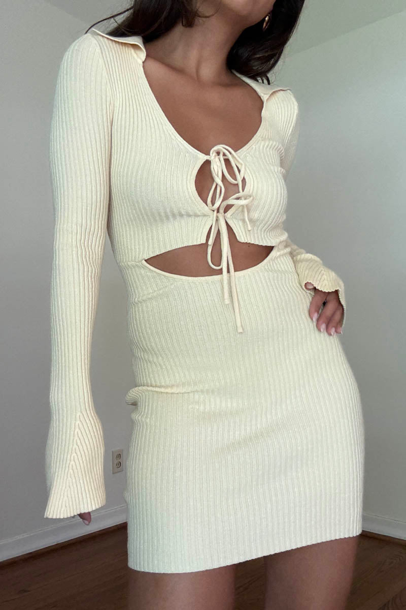 Ribbed Knit Cutout Mini Dress