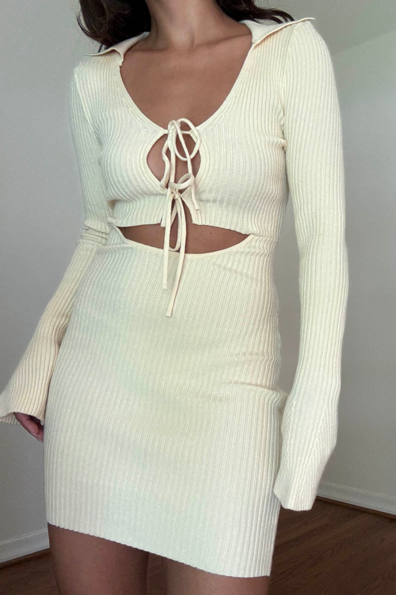 Ribbed Knit Cutout Mini Dress