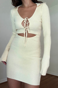 Ribbed Knit Cutout Mini Dress
