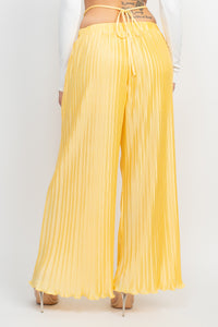 Plissé Tie Waist Wide Leg Pants