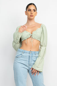 Gingham Long Sleeve Crop Top