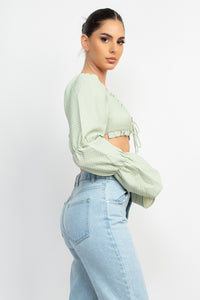 Gingham Long Sleeve Crop Top
