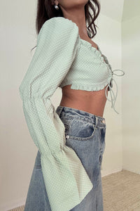 Gingham Long Sleeve Crop Top