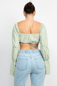 Gingham Long Sleeve Crop Top