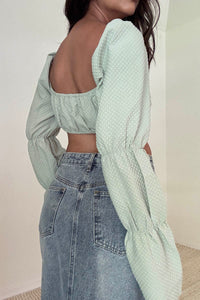Gingham Long Sleeve Crop Top