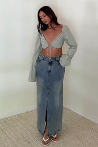 Gingham Long Sleeve Crop Top