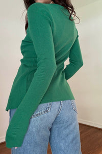 Ribbed Cutout Long Sleeve Knit Top