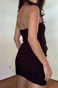 Rib Knit Bustier Top And Skirt Set