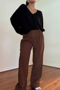 Corduroy Drawstring Wide Leg Pants