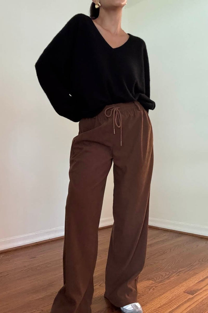 Corduroy Drawstring Wide Leg Pants