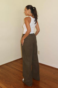 Corduroy Drawstring Wide Leg Pants